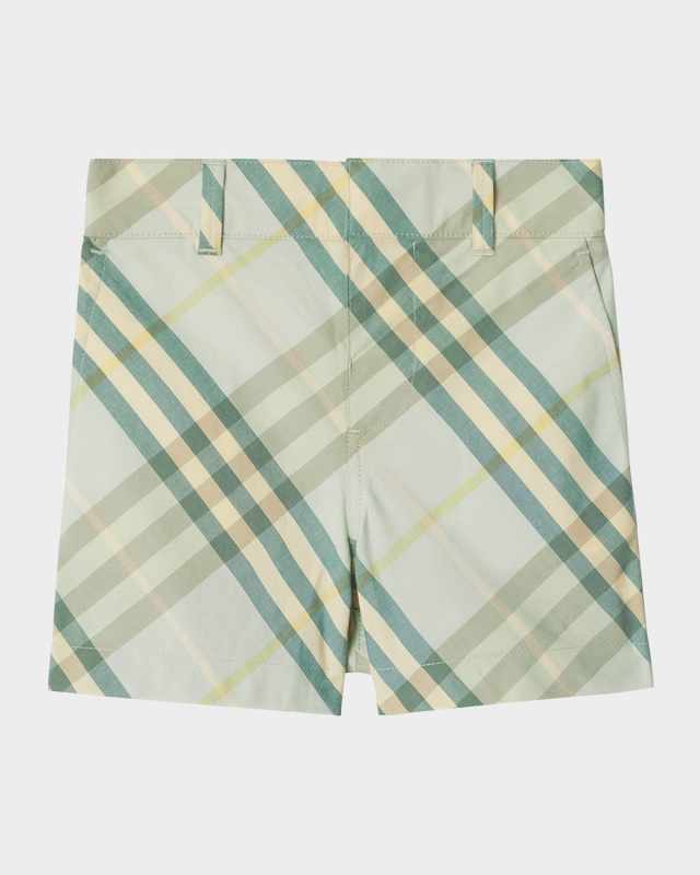 Boy's Oscar Check Woven Cotton Shorts, Size 6M-